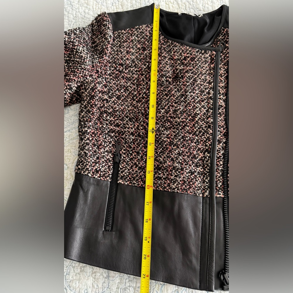 Rebecca Minkoff Ansel Mixed Media Leather Trim Moto Jacket Size 2 - Picture 12 of 14